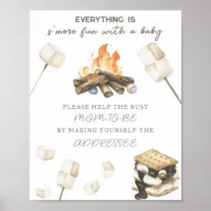 Affiche Baby-shower au feu de camp - Aider la future maman