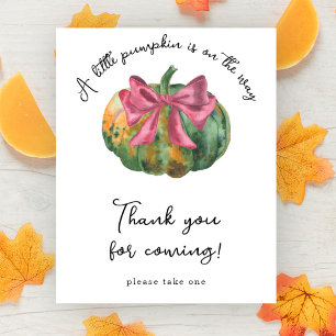 Affiche Baby shower au lavis de citrouille - Merci