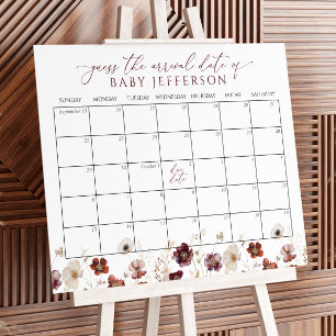 Affiche Baby shower Automne Fleurs Devis Date d'échéance C