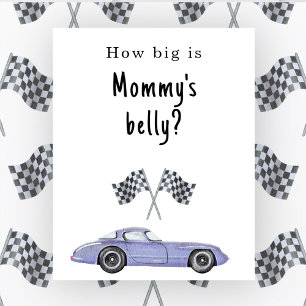 Affiche Baby shower automobile Quelle taille a le ventre d