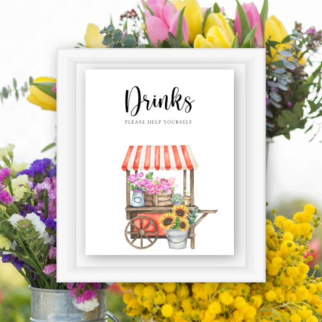 Affiche Baby shower aux fleurs - Boissons vous aider (Créateur téléchargé)