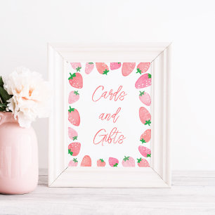 Affiche Baby shower aux fraises cadeaux