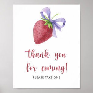 Affiche Baby shower aux fraises - merci d'être venu