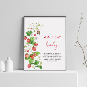 Affiche Baby Shower aux fraises N'écrivez pas bébé