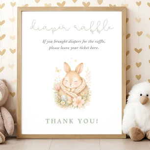 Affiche Baby shower avec lapin à l'aquarelle : tirage au s