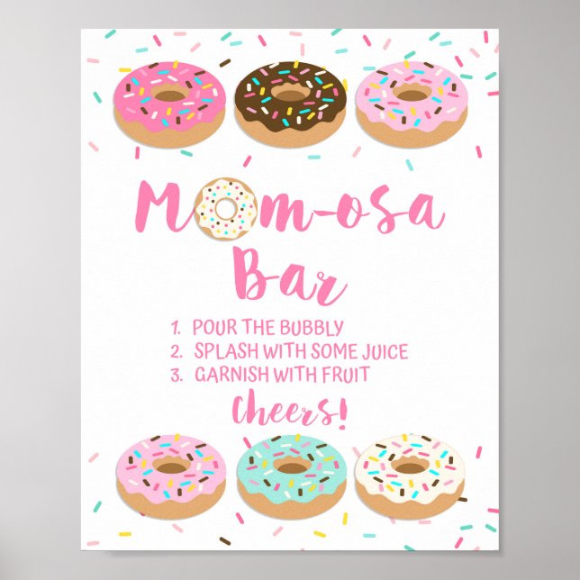Affiche Baby shower bar Maman-osa Mimosa Signal beignets r (Devant)
