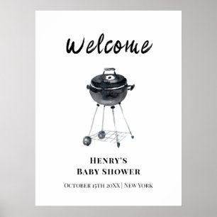 Affiche Baby shower barbecue minimaliste moderne Bienvenue