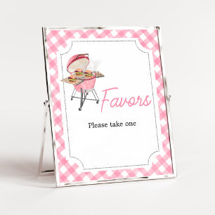 Affiche Baby shower BBQ Burger Rose Faveurs