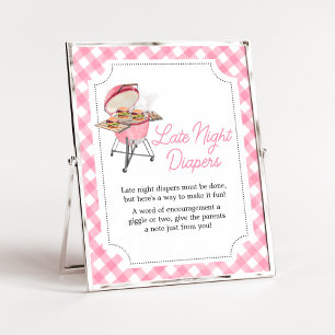 Affiche Baby shower BBQ Burger Rose Late Night Diapés