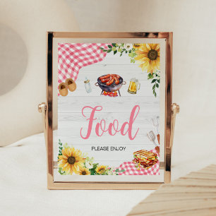Affiche Baby shower BBQ de tournesol rose