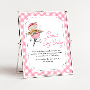 Affiche Baby shower BBQ Pink Burger Ne pas dire bébé