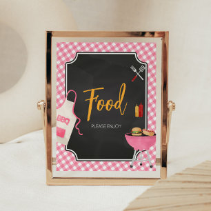 Affiche Baby shower BBQ rose En vichy