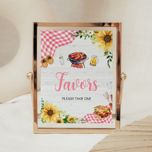 Affiche Baby shower BBQ Tournesol Rose Faveurs