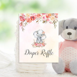 Affiche Baby shower bébé éléphant Raffle de couche