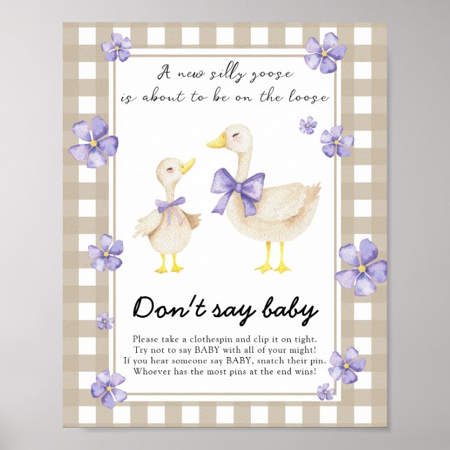 Affiche Baby-Shower Bébé Idiot - Ne dites pas bébé (Devant)