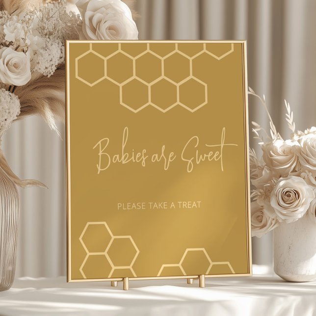 Affiche Baby shower beige miel Les bébés sont doux dessert (Créateur téléchargé)
