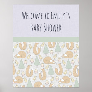Affiche Baby shower Bienvenue avec les Créatures des Bois