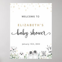 Baby shower Bienvenue hiver Wonderland Animaux Pos