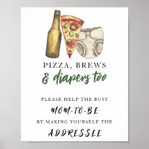 Affiche Baby shower bière - Aider la future maman occupée