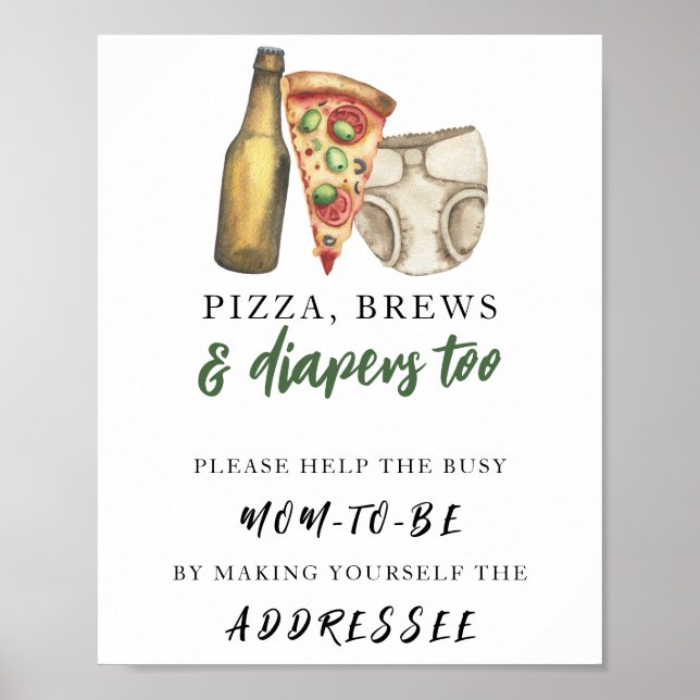 Affiche Baby shower bière - Aider la future maman occupée  (Devant)