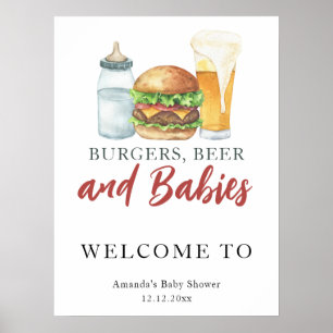 Affiche Baby shower bière et burgers