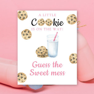 Affiche Baby shower biscuits & lait Devinez le doux gâchis