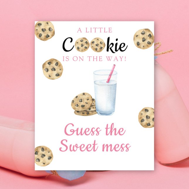 Affiche Baby shower biscuits & lait Devinez le doux gâchis (Créateur téléchargé)