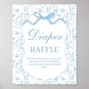 Affiche Baby shower Bleu Bow Boy Panneau de couche