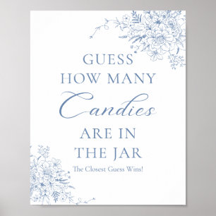 Affiche Baby shower Bleu Devine Combien de bonbons