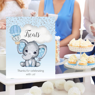 Affiche Baby shower bleu éléphant Traitements