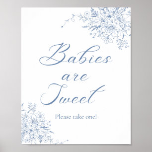 Affiche Baby shower bleu floral Favoriser