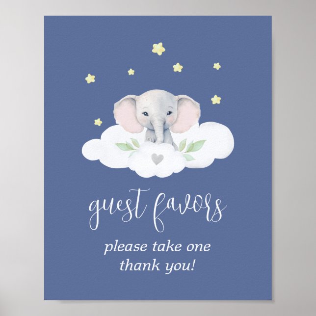 Affiche Baby shower Bleu Petite Arachide Faveurs Signale D (Devant)