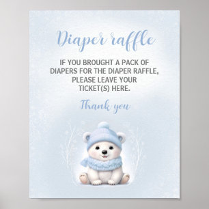 Affiche Baby shower bleu Polaire Baisson Refus