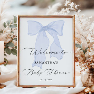 Affiche Baby shower Blue Bow