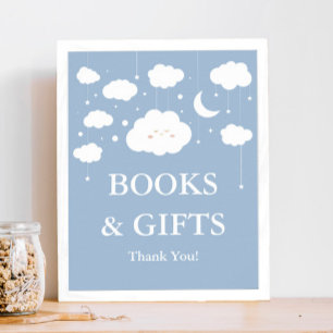 Affiche Baby shower Blue Cloud Livres et cadeaux