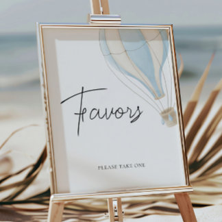 Affiche Baby shower Blue Hot Air Balloon Faveurs Signal