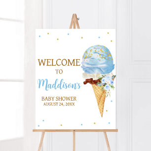 Affiche Baby shower Blue Ice Cream Bienvenue