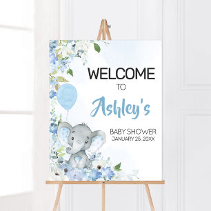 Affiche Baby shower Blue Little Peanut Elephant Bienvenue