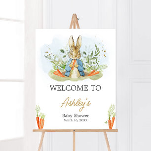 Affiche Baby shower Blue Peter Rabbit Bienvenue