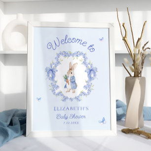 Affiche Baby shower Blue Peter Rabbit Bienvenue