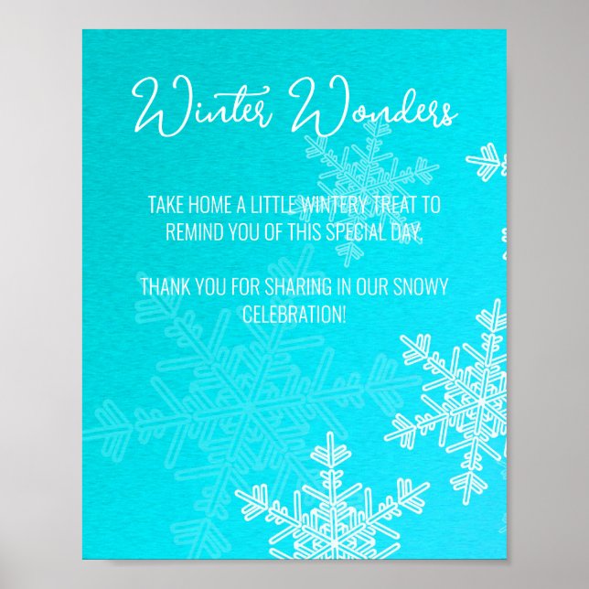 Affiche Baby shower Blue Snowflakes Favoriser Signal (Devant)