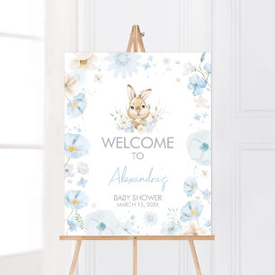 Affiche Baby shower Blue Somebunny Rabbit Bienvenue