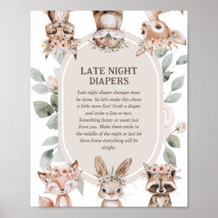 Affiche Baby Shower Bohème 'Couche Tardive' en Forêt