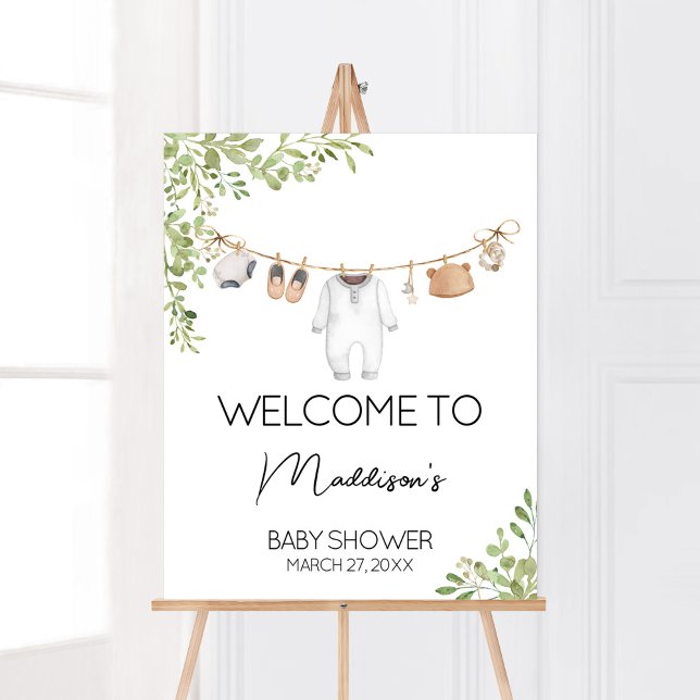 Affiche Baby shower Boho Baby Clothes Bienvenue (A Sweet Little Baby Boho Baby Shower Welcome Sign)