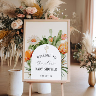 Affiche Baby shower Boho Cactus Arch Bienvenue