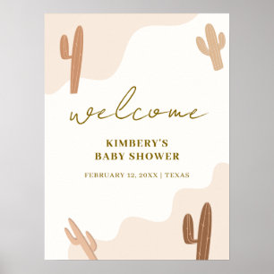 Affiche Baby shower Boho Cactus neutre par sexe Bienvenue