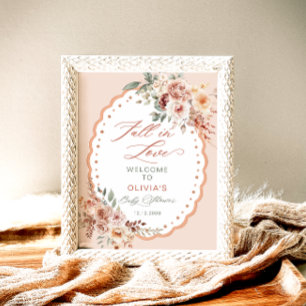Affiche Baby shower Boho Fall in Love Bienvenue