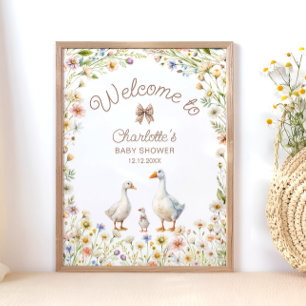 Affiche Baby shower Boho Fleur sauvage Goose Bienvenue