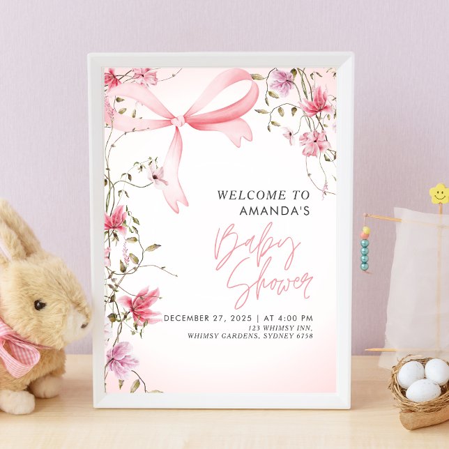 Affiche Baby-Shower Boho Floral Bébé en Fleur (Créateur téléchargé)