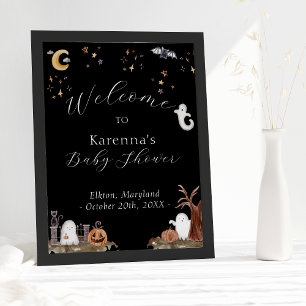 Affiche Baby shower Boho Halloween Bienvenue